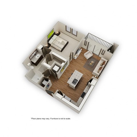 Floor plan for 1 bed, 1 bath, 756 sqft